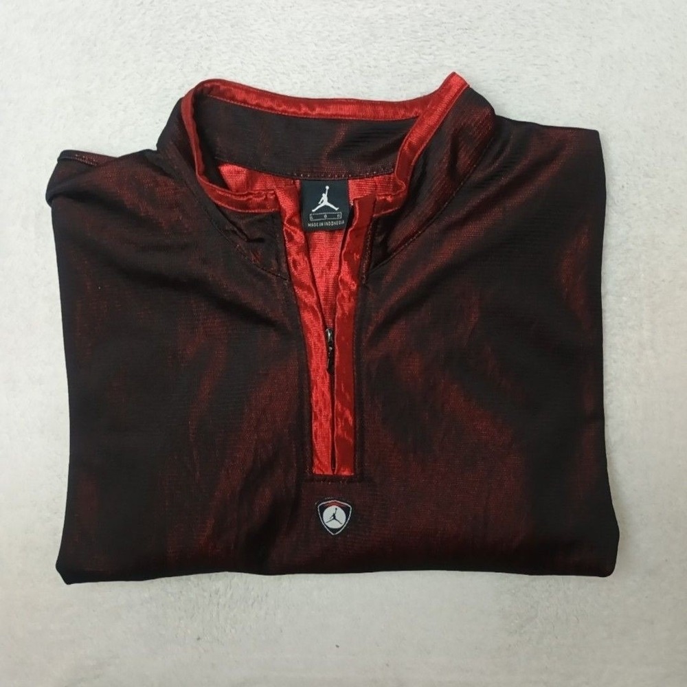 Vintage Nike Air Jordan Pullover Mens L Red 1/4 Zip Pullover Lightweight Jumpman